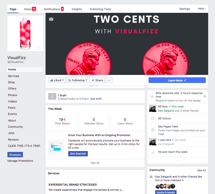 Visualfizz strategi halaman bisnis facebook terbaik