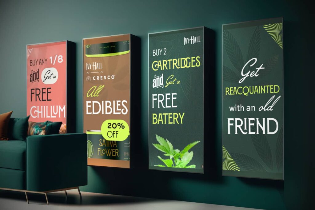 In-Store Signage and Brand Identity ivy hall cannabis dispensary case study visualfizz chicago marketing agency